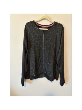 Koi Black bling  Zip-Front Lightweight nurse  scrub jacket xl